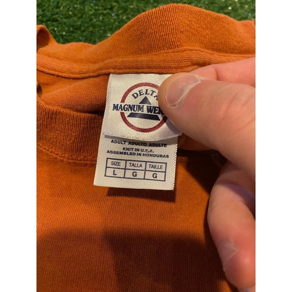 Retro Y2K Texas UT Longhorns arch tackle twill t-shirt large orange Hook em - Picture 3 of 11